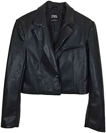 Zara Women Blazer Cropped Effetto Pelle 3427/001/800 (Large) : Amazon.it:  Moda