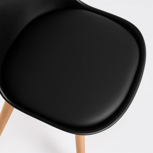 Miniatura 9 de T-Lovendo Pack De 4 Sillas Comedor Nórdico, Sillas De Cocina Nórdicas Con Patas De Madera Maciza De Haya Y Asiento Acolchado Y Tapizado, Respaldo Ergonómico