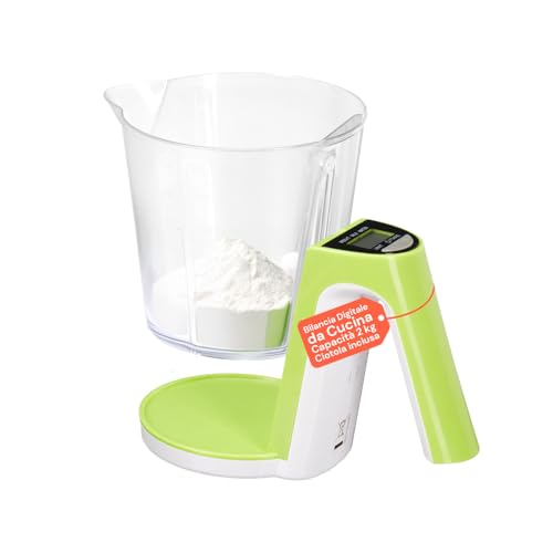 Avilia - Bilancia Cucina Digitale 2kg con Manico Ergonomico, Ciotola 1200 ml e Display LCD Retroilluminato per Misurazioni Precise e Uso in Cucina Quotidiana