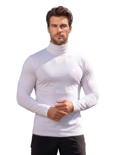 Image of CHKOKKO Winter Wear Cotton Plain Full Sleeve Turtle Neck Regular Fit T Shirt For Men