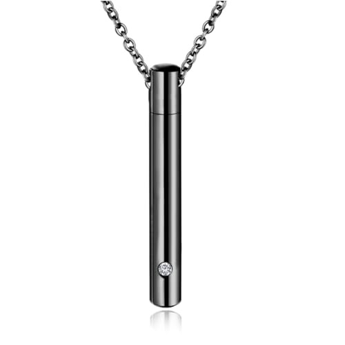 Ieron Collana con urna per ceneri in acciaio inox, collana con ciondolo commemorativo in cristallo, per uomo e donna, Acciaio inossidabile, Strass