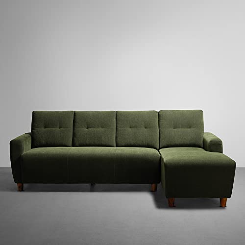 Image of Sleepyhead Yolo Designed by Duroflex - 3 Seater Sofa, RHS L Shape Sofa Set |Premium Fabric, Plush 3-Layer Cushioning |Modern Buttonless Tufted & Anti-Sag Comfort |3 Years Warranty - Avocado Green
