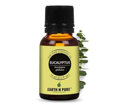 Image of Earth N Pure Eucalyptus Essential Oil for Aromatherapy & Diffuser - 100% Pure Premium Eucalyptus Oil for Steam Inhalation, Fresh Air & Home Use - Natural Essential Oil - 15ml