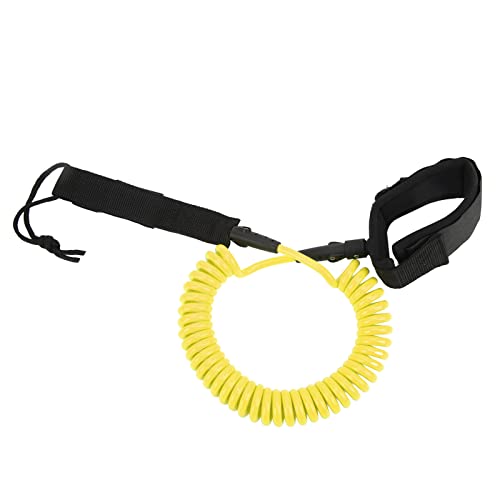 Yomiyuyr Surfboard Leash, 10ft Coiled Surfing Foot, TPU Surf Tow for Wakesurfing and Watersports (Yellow)