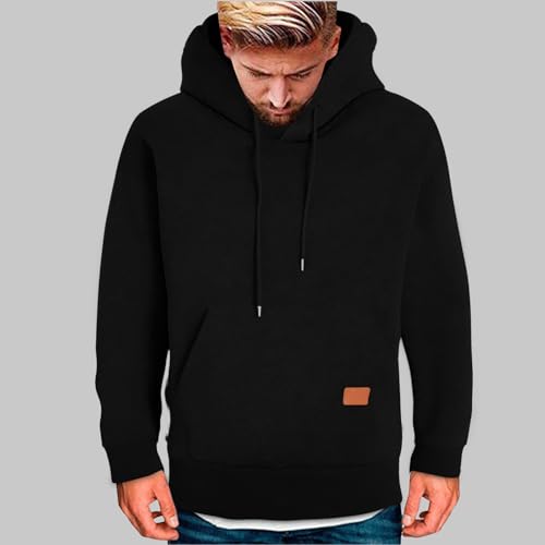Mens Cotton Fleece Hooded Sweatshirt Casual Long Sleeve Hoodies Pullover Fashion Oversized Hoodie with Kanga Pocket2