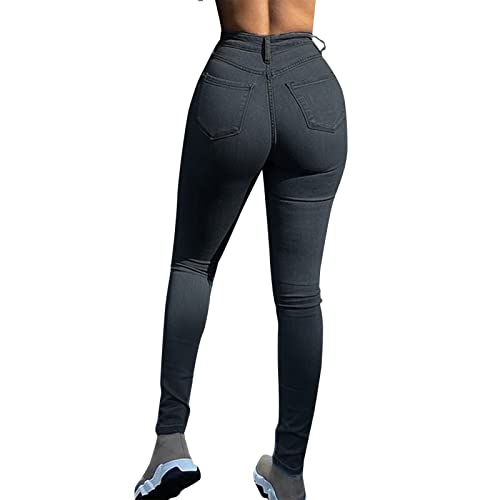 Generisch Pantalones vaqueros elásticos para mujer, de cintura alta, ajustados, ajustados, ajustados, pantalones de lápiz, sexy, elásticos, para fitness, pantalones de mezclilla, ligeros, informales