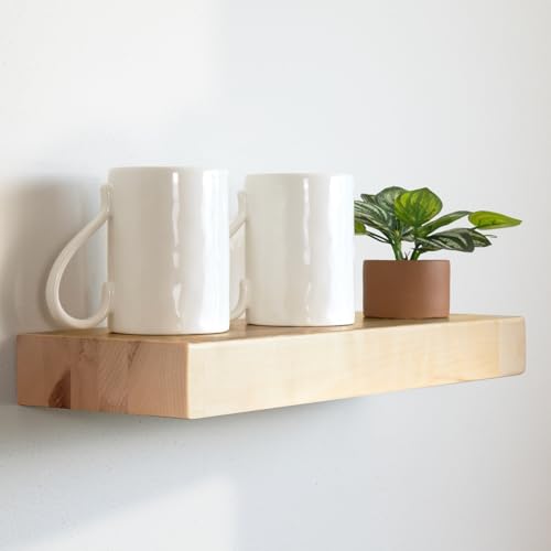 Yyuoqafn Estantes flotantes gruesos para pared, estantes flotantes modernos para pared, estantes flotantes para cocina, estante de bloque de carnicero, estantes flotantes de madera natural para pared,