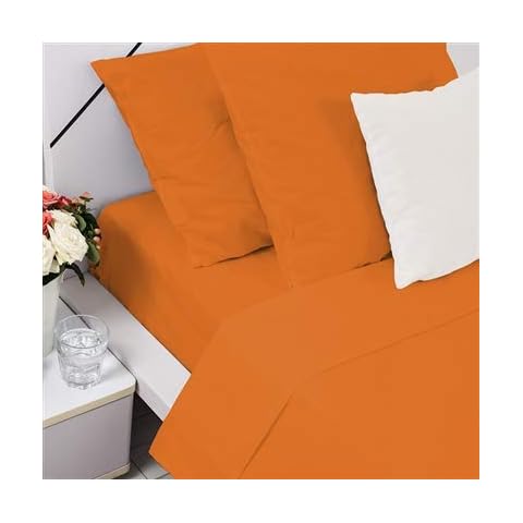 Penthouse Sleep Orange Double Cotton Bled FITTED BED SHEETS Soft Deep Fit Elasticated Bottom (Orange, Double) Cover