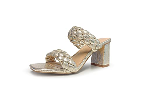 Image of Dunes Iris Chunky Braided Heel Sandals for Women, Block Heel Square Toe Summer Sandals with Memory Foam