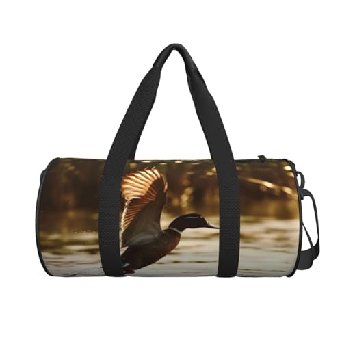 Travel Bag For Women,Duck Fly Upon River Print Personal Item Duffle Bags,Weekend Travel Duffel Tote Bag,Travel Sport Gym Bag For Men,Airplane Travel Essentials For Flying2