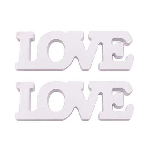 MUELODSIC Adornos para Fiesta 2 Letras Love en Madera de Color Claro, Accesorios Románticos para Aniversario y Decoración de Bodas