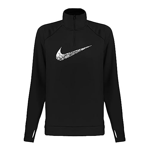 Nike Swoosh Women's Dri-FIT 1/4 Zip Mid Layer Running Top, Black/White, XS Regular US