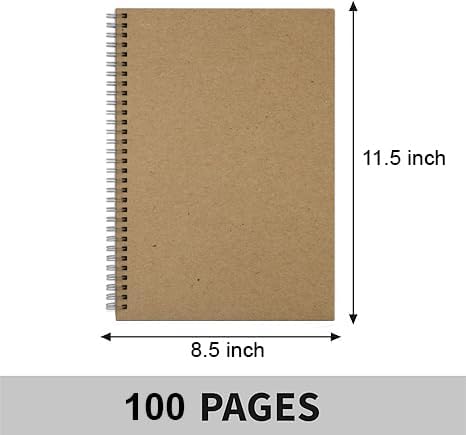 Image of AccuPrints Pack of 1 Craft Notebook, 100 leaf 200 Pages, A4 Size - 11.5 x 8.5 Inch-Blank or Unruled | Travel Writing Notebook,Journal,Notepad,Sketchbook|For Students,Office College Spiral Diary