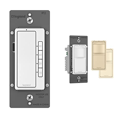 P & S Legrand Radiant 4-Button Digital Rocker Wall Light Switch With Countdown Timer (Rt2Wccv4) & P & S Legrand Radiant Rrw600Utcccv4 Single Pole/3-Way Occupancy Motion Sensor, Tri-Color #TOP19
