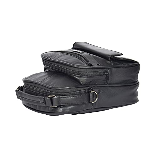 Sac à bandoulière en cuir véritable TIM homme noir besace moyenne taille