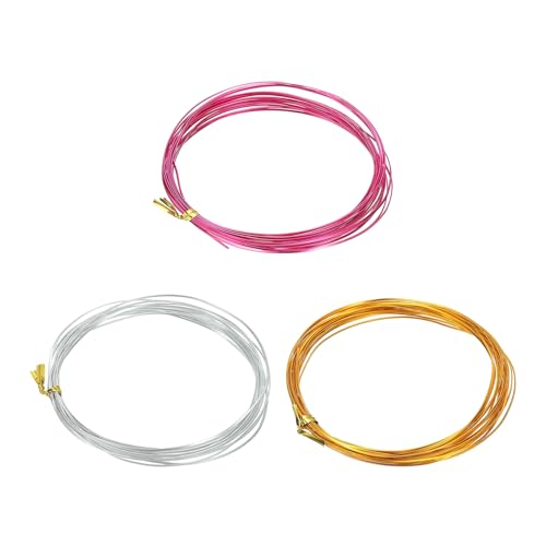 Image of uxcell 3 Rolls 24 Gauge Flat Aluminum Wire, 16.40 ft Soft Craft Wire for Flower Bonsai Crafts Carving DIY Bezel Sculpting Gem Metal Wrap, Gold Tone, Rose Red, Silver Tone