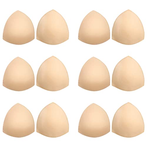 Bra Pads Inserts 6 Pairs, Bra Cups Inserts, Removable Breast Enhancers Inserts for Women (Beige)