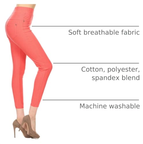 Image of Leggings Depot Women's Cotton Blend Stretch Pull-on Jeggings Casual Pants with Pockets (Available in Plus Size)