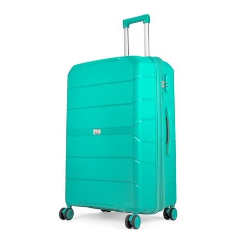 Image of VIP Pristine Hardsided 8 Wheel Polypropylene (Pp) Spinner Suitcase With Large Expander,Combination Lock And 5 Years International Warranty (Aqua Blue, Large), 60 Cm