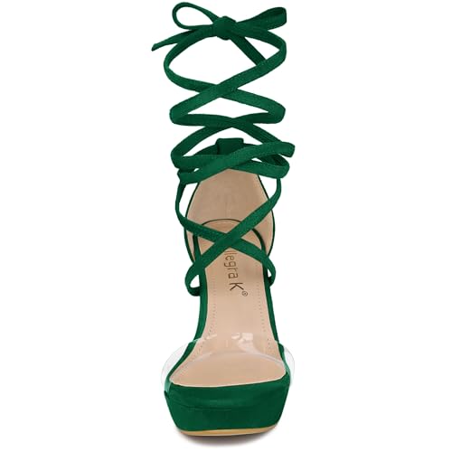 Image of Allegra K Women's Platform Lace Up Clear Chunky Heels Sandals
