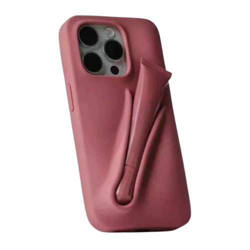 Image of Case Compatible with iPhone 16 Series with Lip Gloss Holder, Includes 1 Liptint, Silicone Trendy Aesthetic Phone Cover for Girls and Women (Salty Tan, 16 Pro)