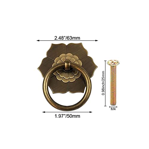 Tiazza 2Pcs Antique Brass Ring Pulls Handle Kitchen Cabinets Wardrobe Drawer Vintage Furniture Hardware Retro Style Pull Ring (Antique Bronze) - Image 3