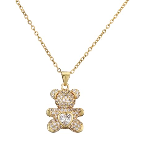EDIBAZZAR Collar – Oro – Teddy – Circonita – Modernidad – Elegancia – Acero hipoalergénico para joyas