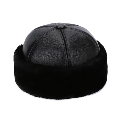 Gorros for mantener el calor con terciopelo grueso y piel auténtica para hombres y mujeres 3