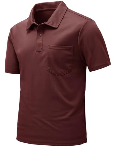 Image of Rdruko Men's Polo Shirts Short Sleeve Quick Dry Outdoor Golf Sports Shirts with Pocket