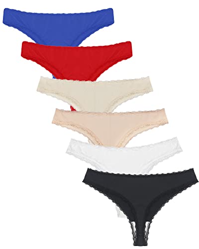Libella Mujer Tanga Encaje Thong Pack de 6 Cómodas Transpirables Braguitas Brasileños Multicolor 3208 UN L