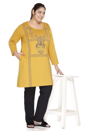 Image of In Love Women's Plus Size Printed Long Tops, Round Neck 3 /4 Sleeve Relaxed Fit Longline T-Shirt Tunic