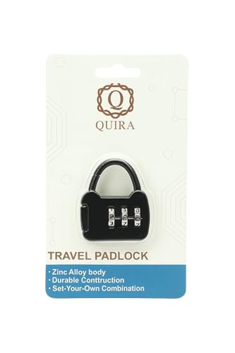 Image of QUIRA 3-Digit Combination Padlock, Security Lock, Resettable Code for Gym Lockers and Luggage