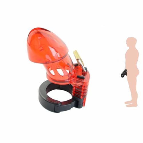 binxliuxo Gabbia speciale in plastica regolabile rossa con serratura e 5 anelli per uomini, facile dispositivo di bloccaggio, portatile