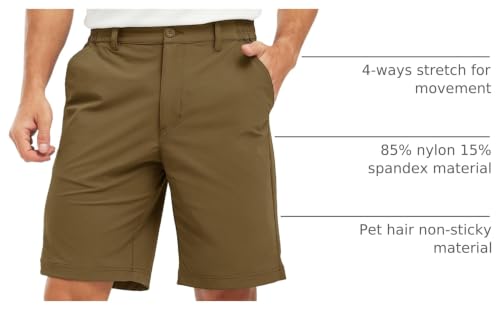 Image of TBMPOY Men's Golf Shorts Lightweight 5 Pockets Casual Dress Stretch Elastic Waist Quick Dry Flat Front Travel Shorts