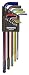 Bondhus 69637 Ball End L-Wrench Set with ColorGuard Finish with Extra Long Arm, 13 Piece