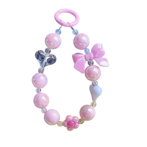 Image of Keychain Mobile Chain Beads Charm Hanging, Phone Pendant Wrist Bracelet Holder | Purse, Camera, Mobile Cover Charm Strap Smartphone Case For Girls Women