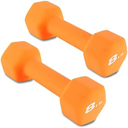 8LB Set of 2 Hex Dumbbells Rubber Coated Cast Iron Hex Black Dumb...