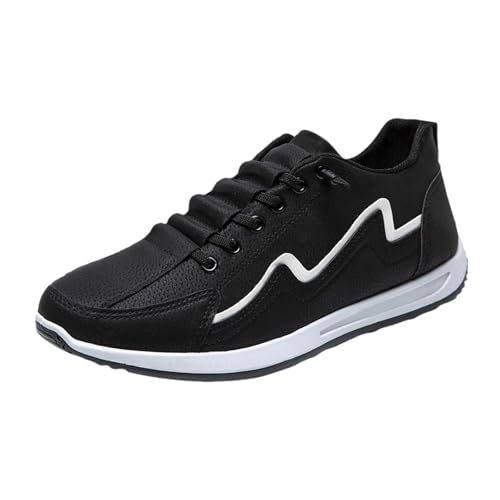 Zapatillas para hombre, ligeras, transpirables, para caminar, zapatillas de deporte, para el tiempo libre, para el tiempo libre, tenis, fitness, para hombre, zapatillas deportivas de piel, Negro , 43