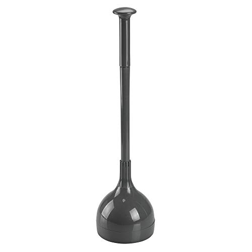 mDesign Plastic Toilet Bowl Plunger Set - with Drip Tray, Compact Discreet Freestanding