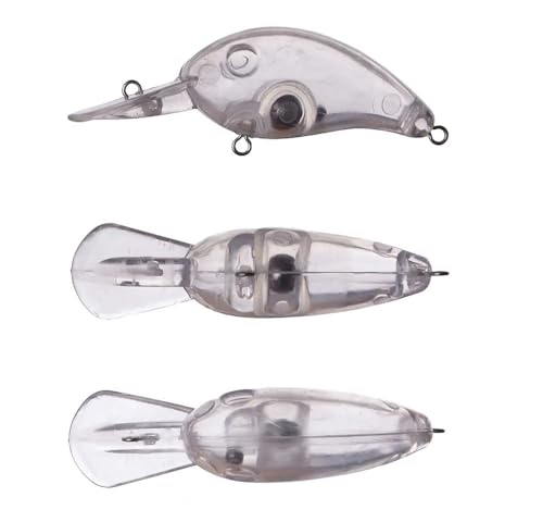 Wxbimksza 30-pcs 2.36in 0.17oz Micro Rocking Lure, Floating Rattling Crankbait, Unpainted Transparent Blank Bionic Bait