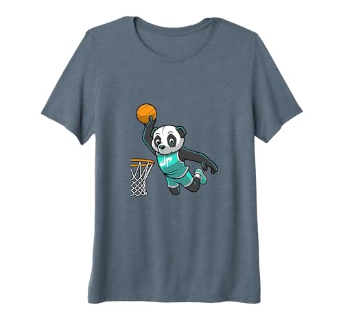 Dude Perfect Panda Slam Dunk Basketball Women's Premium Tri-Blend T-Shirt, Slate Grey, X-Large