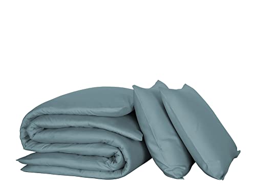 De Witte Lietaer Olivia XL Plain Satin Double Duvet Cover 260 x 240 cm + 2 Pillowcases, Arctic, Plein XL - Image 4