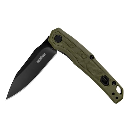 Image of Kershaw Appa Folding Tactical Pocket Knife, Assisted Opening, 2.75 inch Blade and Olive Handle, Small, Lightweight Every Day Carry