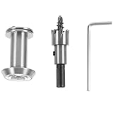 DONFAMDS Türspion mit Bohrer Silberner Metall Sicherheits türspion mit Weitwinkel und Sichtschutz Einfache Montage für Privatsphäre und Zimmertüren Robuster Türspion mit Praktischem Schutz