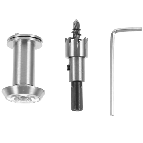 DONFAMDS Türspion mit Bohrer Silberner Metall Sicherheits türspion mit Weitwinkel und Sichtschutz Einfache Montage für Privatsphäre und Zimmertüren Robuster Türspion mit Praktischem Schutz