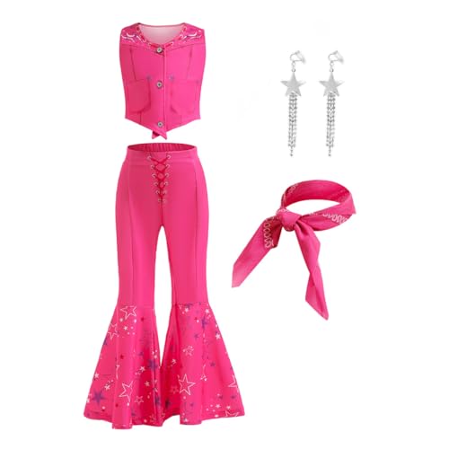 JANGZIIA Vestidos menina disfarce Movie Set uniforme de ganga rosa para vestido de Halloween carnaval festa de aniversário crianças 4-12 anos (110 (Height 10-110 cm))