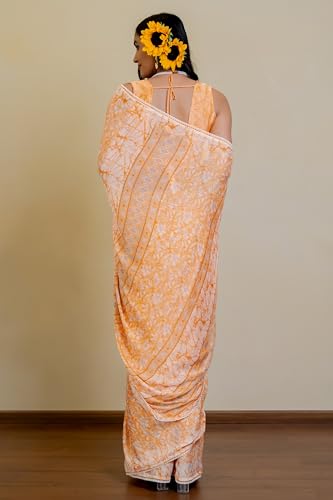 Image of MIRCHI FASHION Women Saree Floral Print Chiffon | Lightweight Festive Occasion Sari for Farewell and Functions with Unstitched Blouse Piece