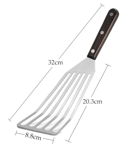 Image of Baskety Fish Spatula 1-Piece Stainless Steel Slotted Turner for Flipping, Turning, Frying & Grilling, Metal Slotted Spatulas Kitchen Cooking Turner D Big 32 cm