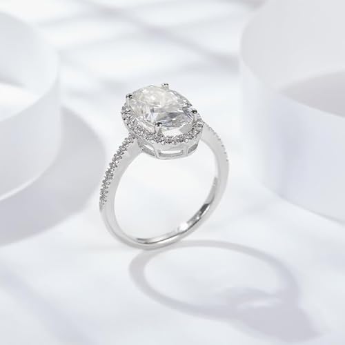 Brillique 14K Gold Unique Oval Shape 4.5 Carat D-color Diamond Engagement Ring for Women | Excellent Cut | D-color | Exquisite Luxury Jewelry for Her - Image 5