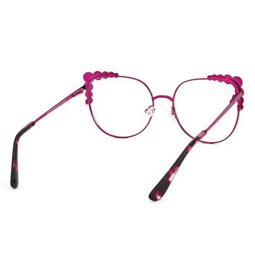 Image of Zeelool Stylish Metal Cat Eye Blue Light Blocking Glasses for Women ZJGM751692-02 Pink, Large